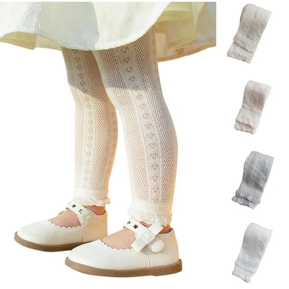 HAOTAGS Girls' Summer Pants, Lightweight Hollow Out Breathable Leggings Cropped Trousers White 5 T