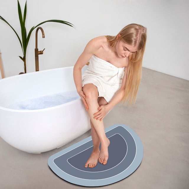 pstuiky Crystal Velvet Bathroom Rug 16X24 Inch Super Absorbent, Quick-Dry, Non-Slip Rubber Backing Washable Shower Mat for Bathtub, Laundry & Kitchen