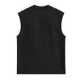 thumbnail image 5 of Men's Sleeveless Tank Top Cotton Blend Summer Vest Casual Solid Muscle Fit Breathable Quick Dry Gym Workout Streetwear Beach | Zenithor,Black XL, 5 of 9