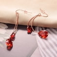 thumbnail image 4 of Yoursfs Two Teardrop Long Chains Fishhook Earrings Rose Gold Plated, Red Cubic Zirconia Waterdrop Tassels Dangle Earrings for Women, 4 of 4