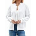 thumbnail image 3 of Women'S Zip Up Cardigan Sweater Hoodies Long Sleeve Jacket Outfits Crewneck Casual Coat White S, 3 of 9