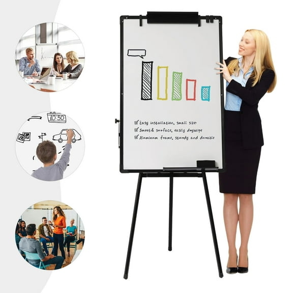 36 x 24" Magnetic Whiteboard Easel Tripod Whiteboard with Stand Adjustable Height Repeatable Writing