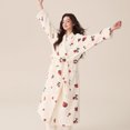 thumbnail image 2 of Robes for Women Long Fleece Pajama Floral Print Nightgown Long Sleeved Fleece for Warmth in Winter Loungewear Casual Pajamas Long Bathrobe Home Wear with Pockets, 2 of 4