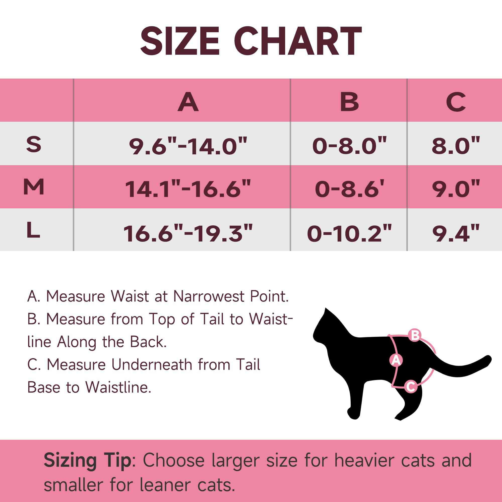 Paw Legend Cat Diapers for Female Cats Spraying Washable Reusable Kitten Diapers for Cats Incontinence Pet Diapers (3 Pack, Colorful, Large)