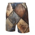 thumbnail image 4 of Susaid Rustic Tile Pattern Print Men's Swim Trunks Hawaiian Bathing Mesh Lining Suit Swimsuits Beach Shorts with Pockets-Medium, 4 of 6