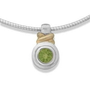 Sterling Silver and 14kt Gold Peridot Pendant