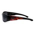 thumbnail image 3 of Choppers Flaming Arm Biker Plastic Warp Around Plastic Sunglasses Black Red Orange Black, 3 of 4