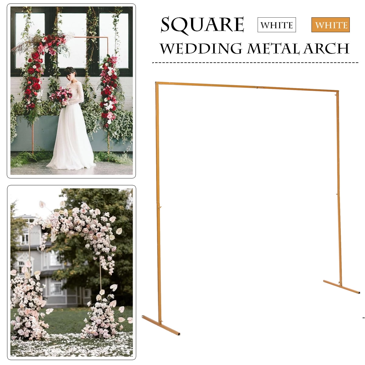 Wedding Arch Stand Gold 6.56 x 6.56 Feet Square Metal Arch for Wedding Decorations Birthday Party Bridal Prom Garden Event Decoration Party Supplies 