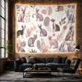 thumbnail image 6 of Cats Scattered Linear with Arrangement Sphynx Bohemian, Nostalgic Vintage for Botanical Art Lovers, Wall Decor, Valentine'S Day Gift, Tapestry Wall Hanging for Dorm and Living Room, 6 of 7