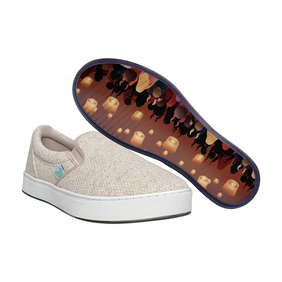 MaCae Unisex Knitting Slip On Fashion Shoe With Unique Sole, Casual Shoes, Knit Shoes, Slip On Shoes - Recycled Linen Beige/Chinese Lanterns, 5M/7W