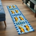 thumbnail image 4 of 2x6 Washable Runner Rug, Cartoon Caravans Non-Slip Hallway Runner for Entryway Kitchen Bedroom, Hookups Roadblocks Star Blue Border Indoor Carpet Runner Floor Mat, 4 of 9