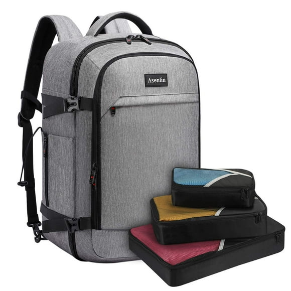 Asenlin 40L Travel Backpack for Women Men,17 Inch Laptop Backpack Flight Approved Luggage Carry On Water Resistant Computer Backpack for Weekender Overnight Large Daypack Grey