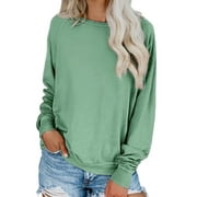 Sidefeel Ladies Loose Fit Comfy Blouse Tops Solid Color Soft Casual Pullover Shirts S 4-6