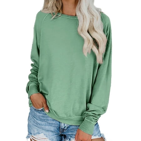 Sidefeel Ladies Loose Fit Comfy Blouse Tops Solid Color Soft Casual Pullover Shirts S 4-6