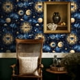 thumbnail image 5 of Boho Peel and Stick Wallpaper Cosmic Eye Planetary Galaxy Art Gold Blue Wall Mural 17.7in x 9.8ft Self Adhesive Removable Wall Paper Renter Friendly Wallpaper for Bedroom Kitchen Farm, 5 of 8