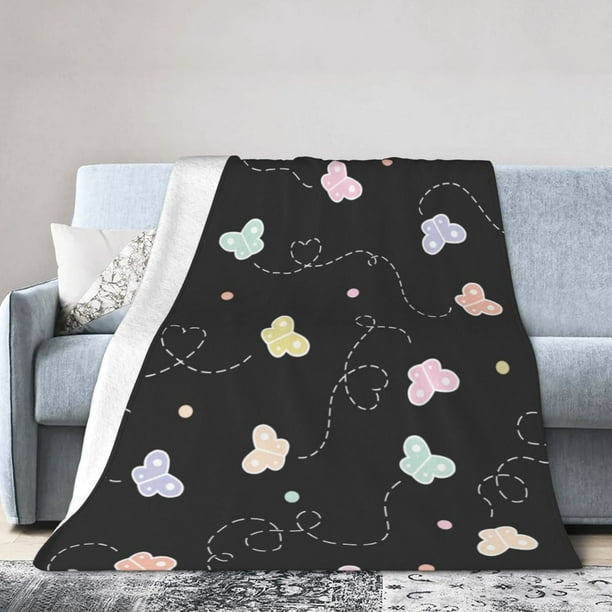 DouZhe Ultra Soft Micro Fleece Lightweight Flannel Bed Blanket Cute Cartoon Butterflies Print Cozy Warm Throw Blankets 40 x30 Walmart