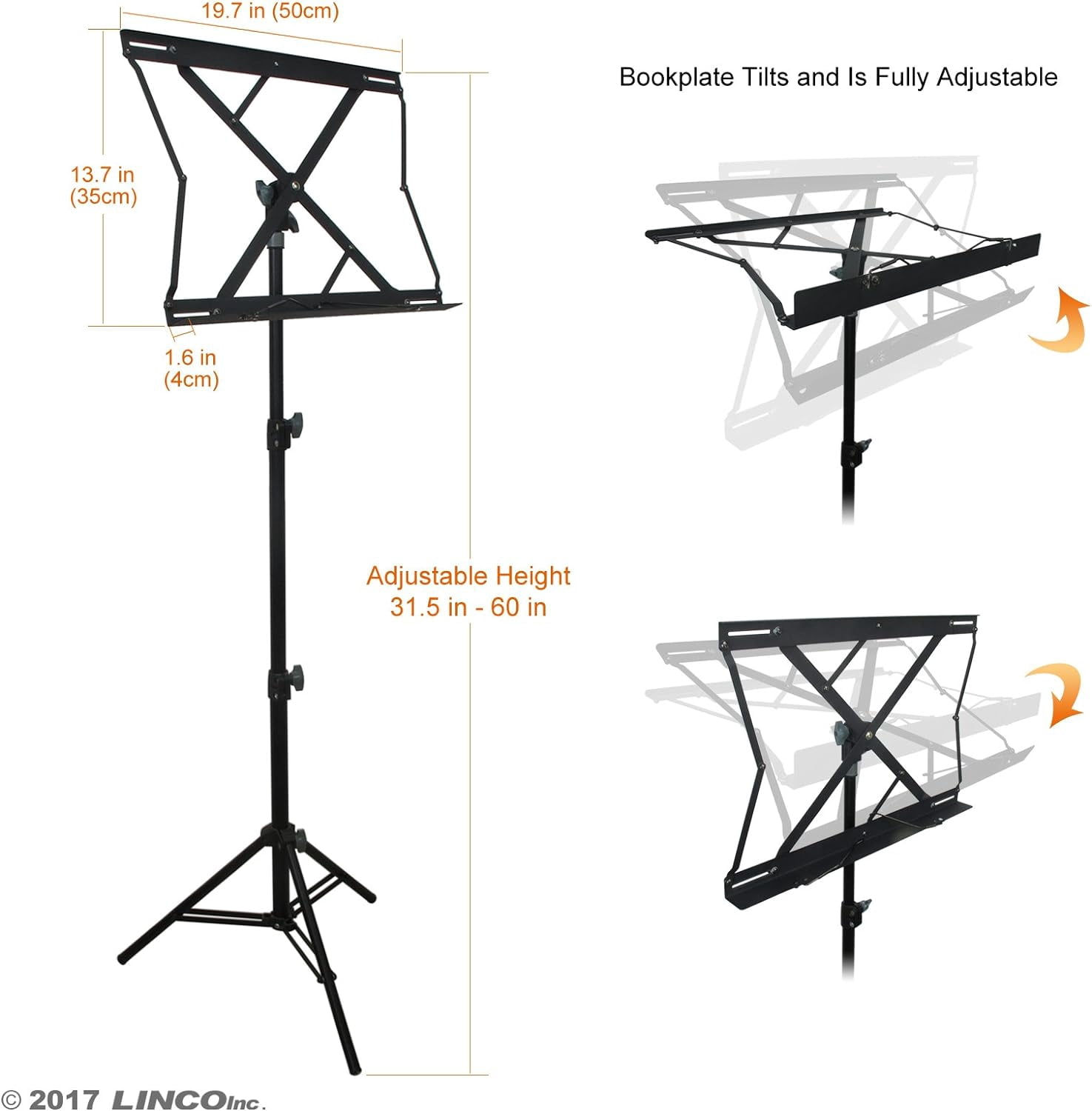 LINCO 60” Portable Folding Sheet Music Stand with Carrying Bag, Adjustable Heavy Duty Metal Music Stand-8804
