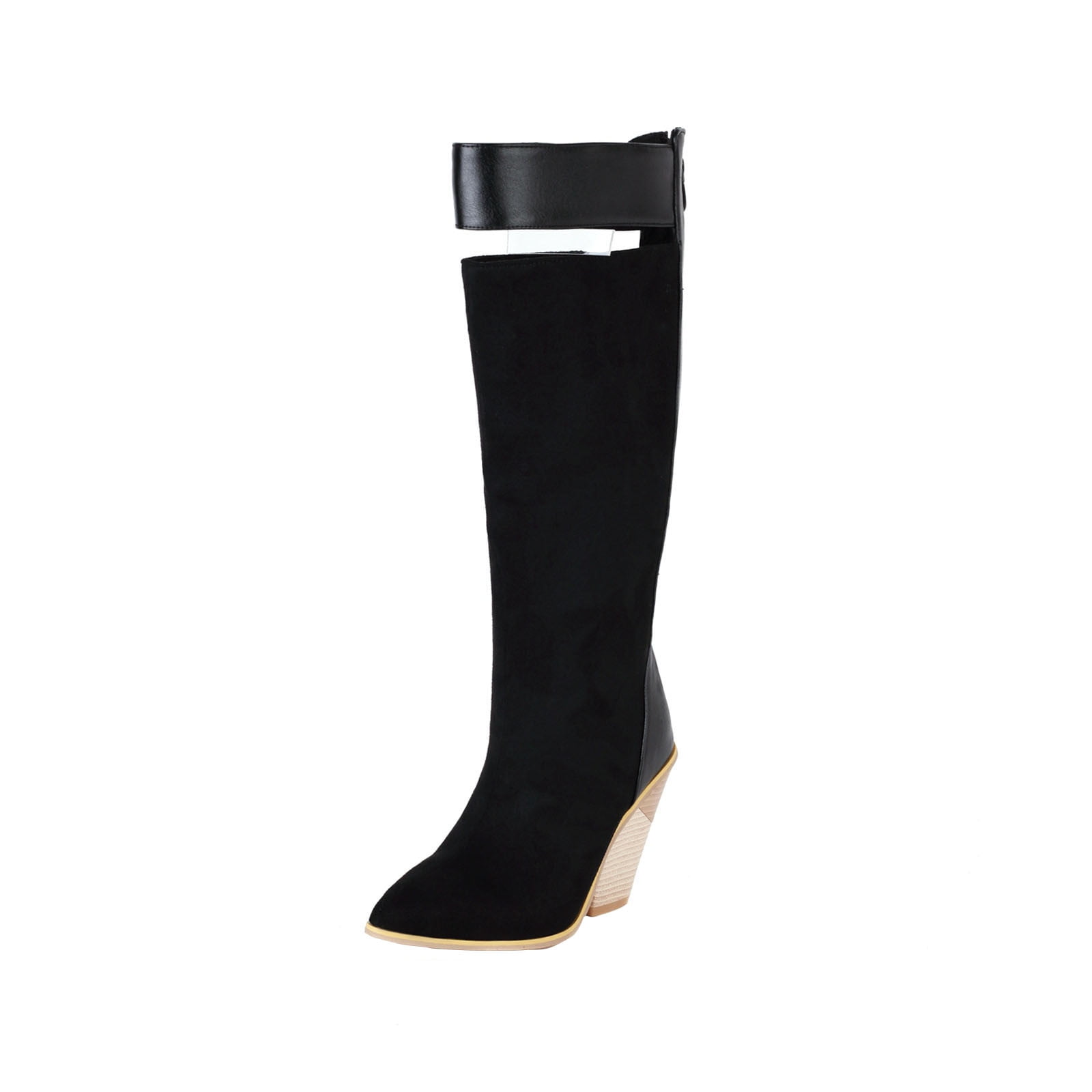 OKBOP Womens High Heels Knee-High Boots-Womens Knee High Boots Christmas Retro Winter Boots for Women Clearance Black
