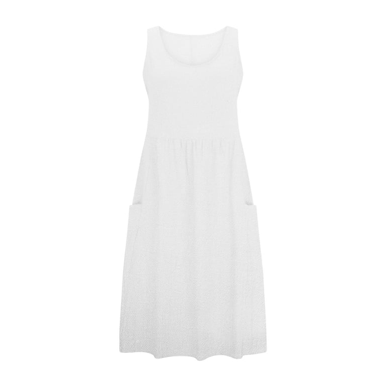 Htigea Cotton Linen Maxi Dress for Women Summer Casual Beach Dresses Sleeveless Solid Long Dress Vacation Wear White,L - Walmart.com Htigea Cotton Linen Maxi Dress for Women Summer Casual Beach Dresses Sleeveless Solid Long Dress Vacation Wear White,L - Walmart.com