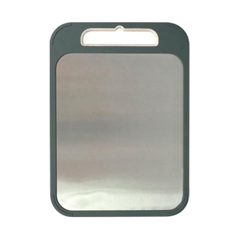 Double Sided Stainless Steel Cutting Board - Grey/Beige With Juice Groove & Non-Slip Edge