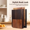 thumbnail image 6 of 4-Piece Book Shaped Cutting Board, Solid Acacia Wood Cutting Boards Set, Decorative Book Design Kitchen Chopping Boards with Stand, for Fruits, Vegetables, Meat, Bread, Unique Kitchen Decor & Gift, 6 of 7