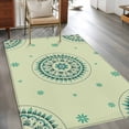 thumbnail image 3 of Green Floral 3'x5' Washable Rug, round Floral Ethnic Abstract Patterned Non-Slip Area Rugs for Entryway Kitchen Classroom, StainResistant Dorm Throw Carpet, Low Pile Soft Indoor Floor Mat, 3 of 9