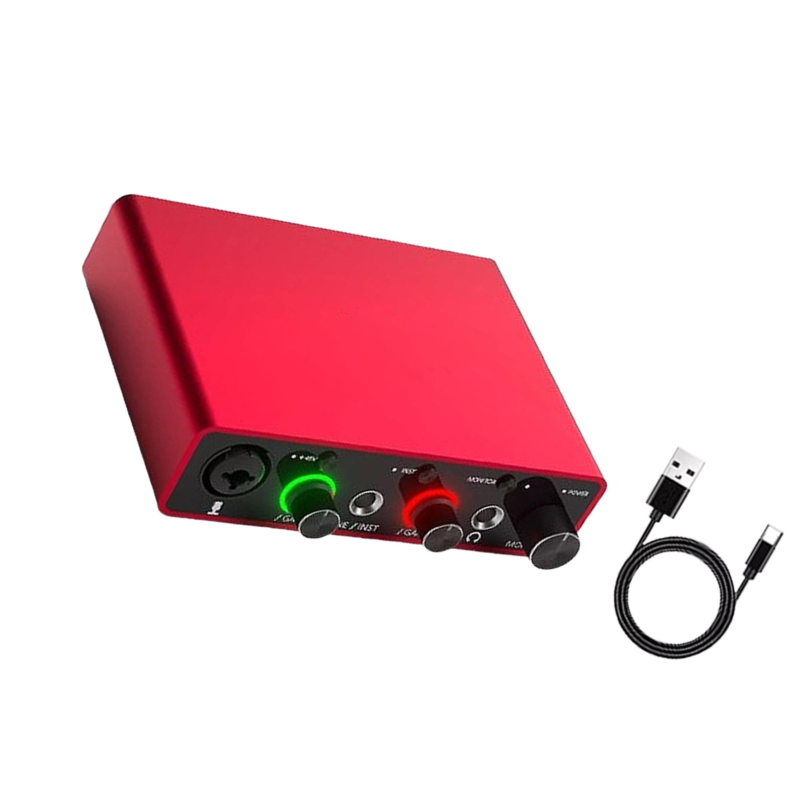 USB Audio Interface 24 Bit 192kHz with USB C and 48V Phantom Power Portable Recording Interface for Microphone Guitar Home Studio Podcasting Streaming Music Production Content Creator Voice Over PC