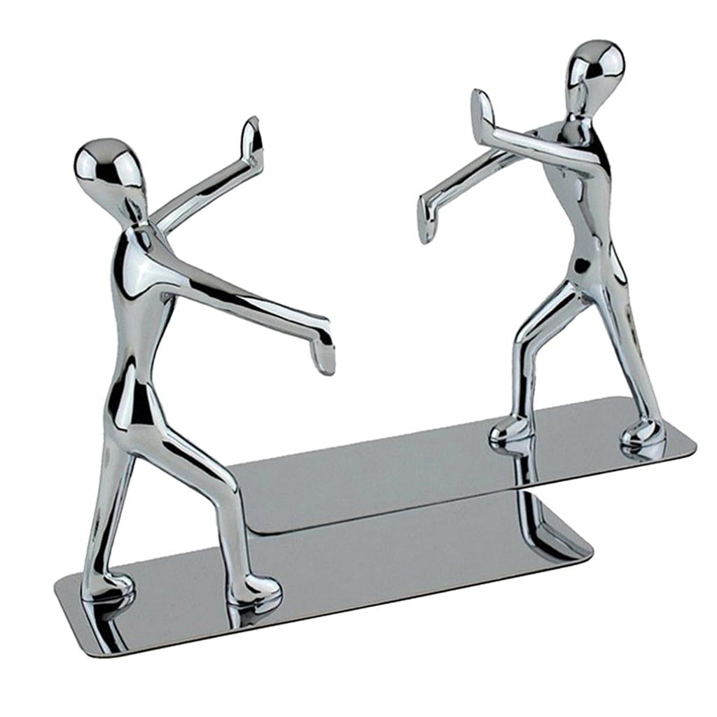Pair Heavy Duty Non-skid Bookends Book Holder Stand Kids Xmas Gifts Silver 