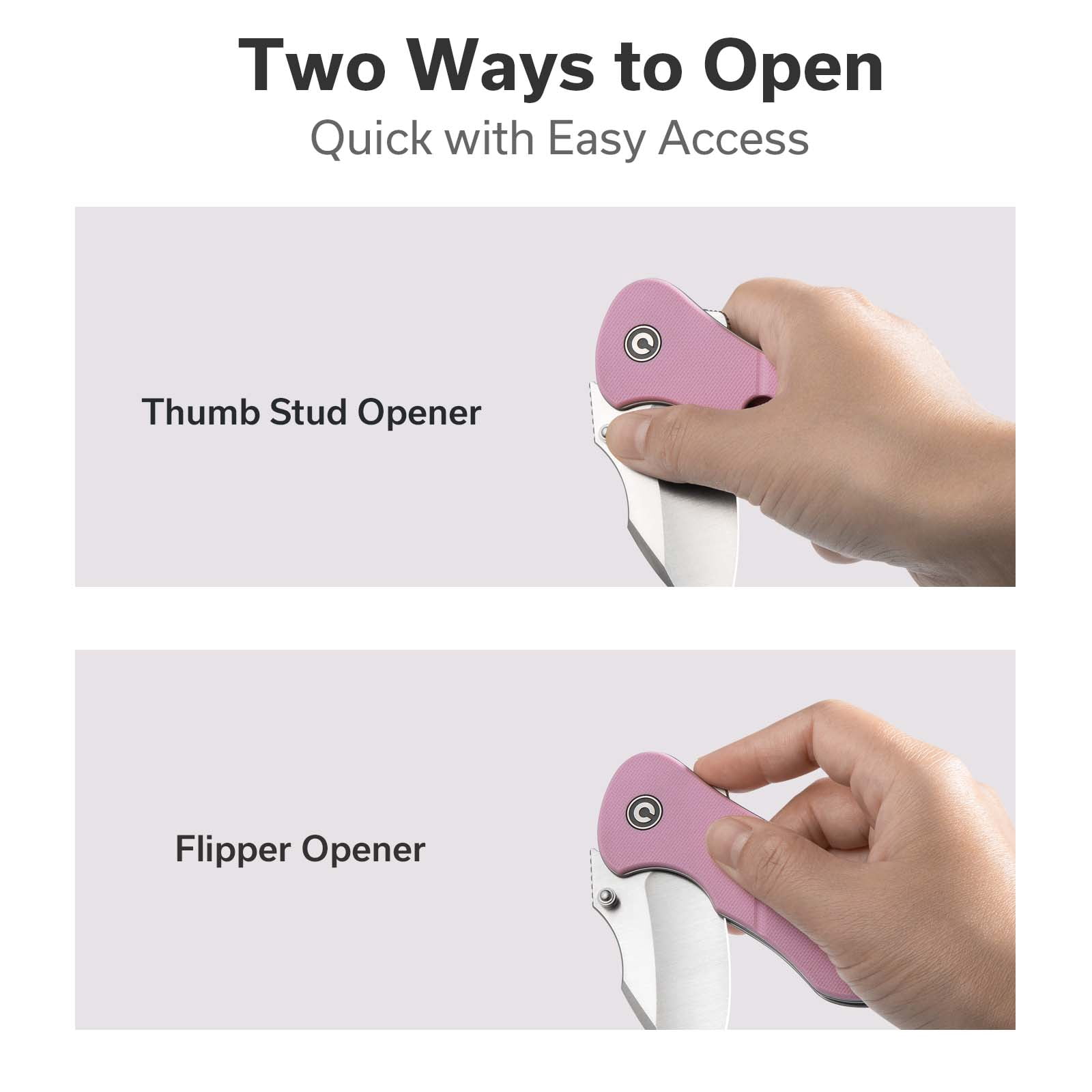 CIVIVI Gordo Pocket Folding Knife with 2.51" D2 Blade G10 Handle C22018C-4, Powder Pink