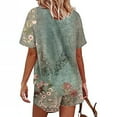 thumbnail image 6 of Summer Savings Clearance! Edvintorg Women Sets Two Pieces 2023 Fashion Women Casual Print Short Sleeve Button Tops Nightwear Shorts Sleepwear Sets Green L, 6 of 6