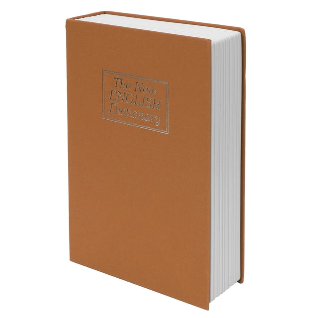 Caja fuerte tipo libro de diversión, de gran tamaño, estilo diccionario, de acero inoxidable, con cerradura de combinación para monedas, tarjetas y documentos, color marrón.