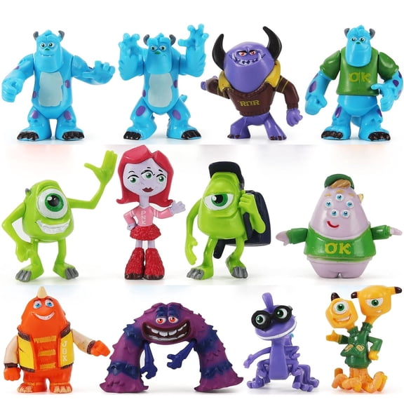 Cute Monsters Figures Toys Birthday Party Decorations Cake Toppers Set, 12 Count For Any Special Occasion