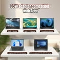 thumbnail image 5 of 65W 19V 3.42A Laptop Computer Charger Replacement for Acer Chromebook AC Adapter Changer, Black, 5 of 8