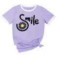 thumbnail image 5 of Women’s Graphic Print Tee Casual Short Sleeve T Shirt Funny Letter Printed T Shirts Summer Short Sleeve T-Shirt with Trendy Design for Daily Wear(Purple3,M), 5 of 5