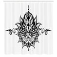thumbnail image 3 of Black and White Shower Curtain, Lotus Flower Tattoo Art Doodle Purity Meditation Flourish Illustration, Fabric Bathroom Set with Hooks, 69W X 84L Inches Extra Long, Black White, by Ambesonne, 3 of 3