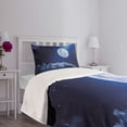 thumbnail image 3 of Ambesonne Moon Quilted Bedspread Set 2 Pcs, Full Moon Falling Stars, Twin Size, Indigo Blue White, 3 of 5