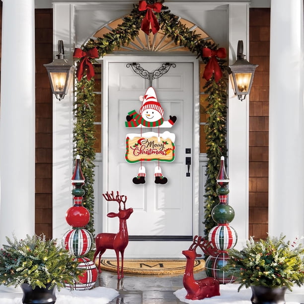 Adornos navideños, adornos navideños para interiores y exteriores, letreros navideños colgantes, adornos navideños para puertas, adornos navideños de invierno para fiestas en casa, letreros decorativo