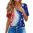 thumbnail image 5 of 4th Of July Womens Summer Tops 250 Anniversary Usa Flag Patriotic Short Sleeve Button Henley V Neck Independence Day Red White and Blue American Flag Stars Striped Fashion Clothing Royal Blue XXXL, 5 of 8