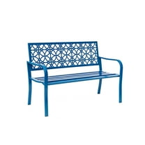 Hi-Line Gift Ltd 78660-B-BL Blue Lagoon Escape- All-Steel Garden Bench for Tranquil Moments