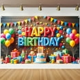 thumbnail image 2 of Vibrant Happy Birthday Banner - Colorful Polyester, Durable & Foldable, Ideal for Indoor/Outdoor Party Decorations, 2 of 5