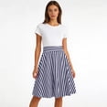 thumbnail image 6 of LWavelet Women's Striped Flared Midi Skirt, High Waist, Retro 4th of July & Vacation A-Line Skirt Navy XL, 6 of 6