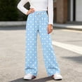 thumbnail image 6 of hotojiny Girls Wide Leg Sweatpants Polka Dot Print Baggy Pant with Drawstring Casual Elastic Waist Loose Athletic Pants(Blue,9-10 Years), 6 of 6
