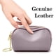 thumbnail image 5 of Monedero de cuero para mujer, monedero pequeño con 3 bolsillos con cremallera, morado, 5 of 6