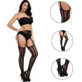 thumbnail image 2 of Lot de 2 Collants Résille pour Femmes, Pantyhose à Bretelles, Bas Cuisses, 2 of 5