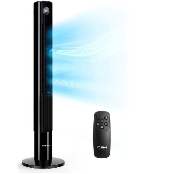 Tower Fans for Bedroom, 43" Bladeless Oscillating Standing Fan, Touch LED Display, Remote Control, 12H Timer, 3 Speeds 3 Modes, Max 26ft/s Quiet Cooling Floor Fan for Home Office