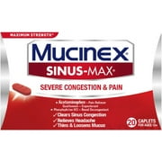 Mucinex Sinus-Max Severe Congestion Relief Caplets, 20 ct (Pack of 2)