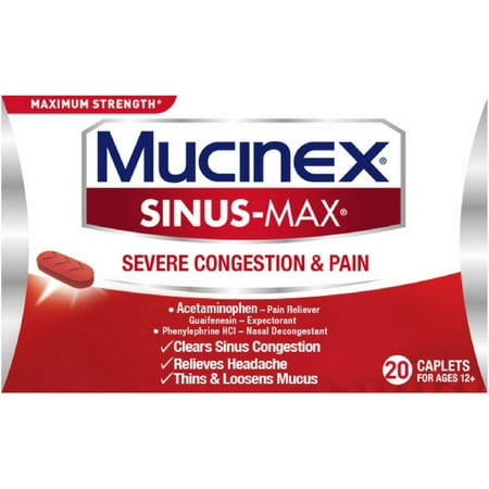 Mucinex Sinus-Max Severe Congestion Relief Caplets, 20 ct