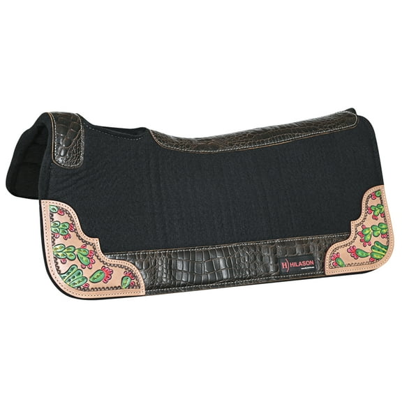 32" X 34" Hilason Horse Western Contoured Wool Felt Therapeutic Saddle Pad Black