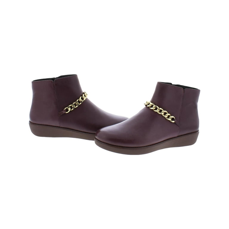 Fitflop Womens Pia Chain Leather Boot Shoes Deep Plum US 5