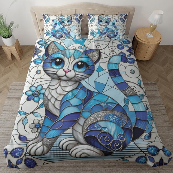Lotusprinthandmade Colorful Cute Cat Bedding Set